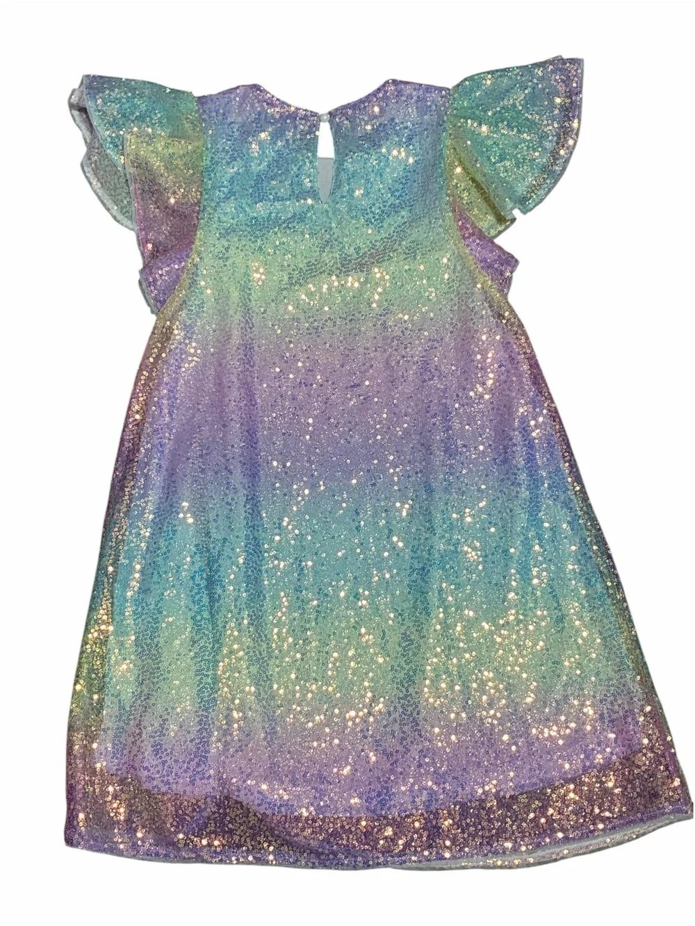 Grace Karin Girls Sequin Dress 8Y Pastel Rainbow Sparkle Flutter Sleeve Party 8